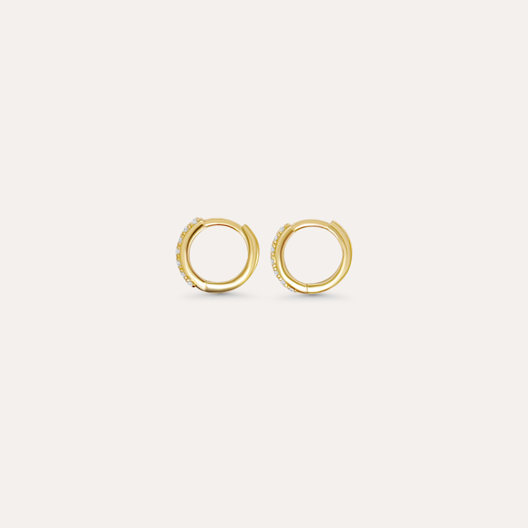 Mini Zirkonia Creolen | 585 Gold Ohrringe
