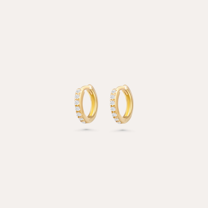 Mini Zirkonia Creolen | 585 Gold Ohrringe