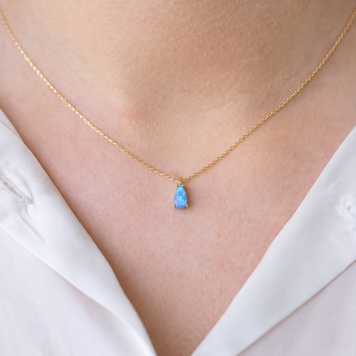 Blauer Opal Kette I 585 Gold