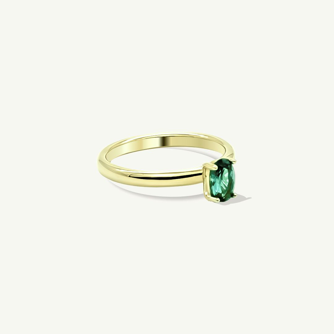 Oval Green | 585 Gold Ring