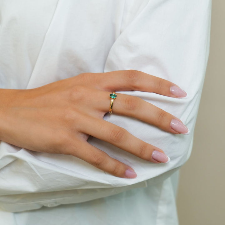 Oval Green | 585 Gold Ring