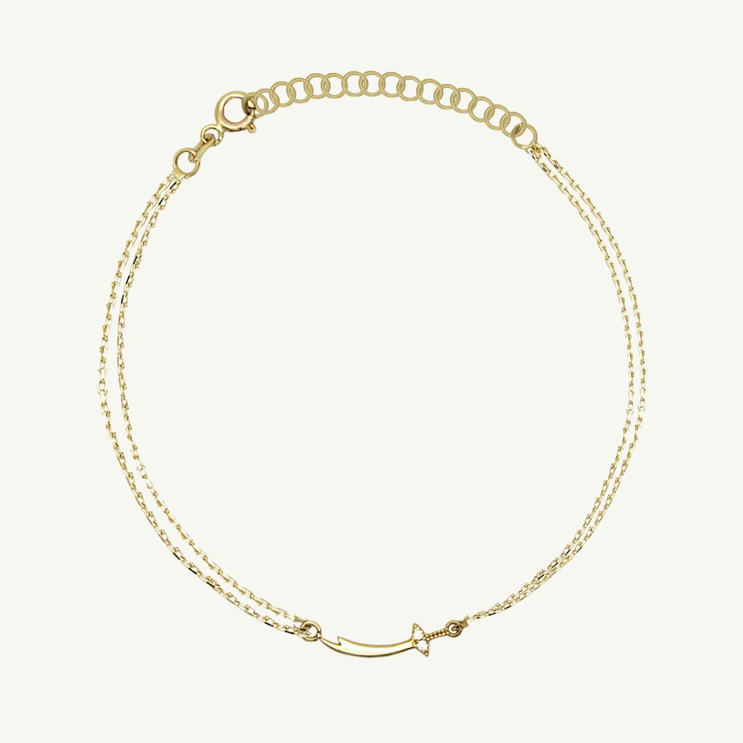 Schwert Doppelketten Armband | 585 Gold