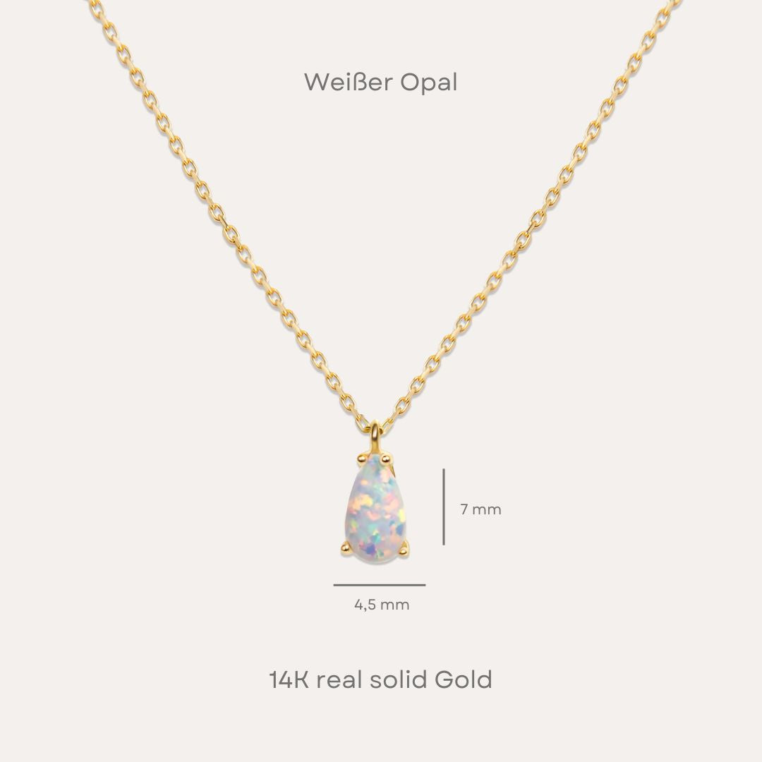 Weißer Opal Kette I 585 Gold