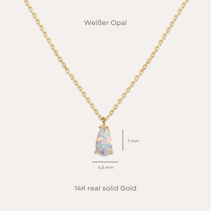Weißer Opal Kette I 585 Gold