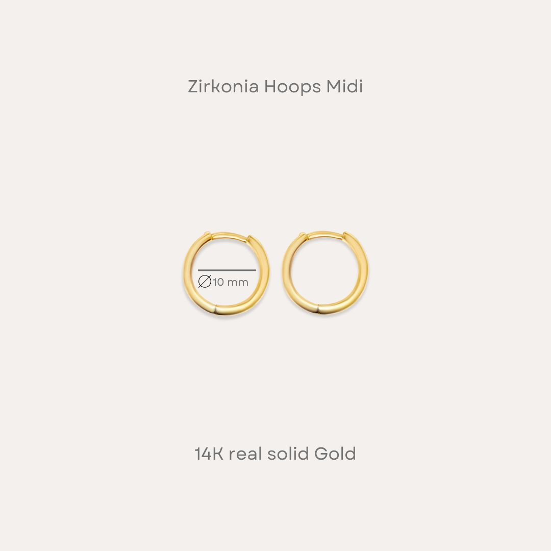 Zirkonia Hoops Midi | 585 Gold Ohrringe