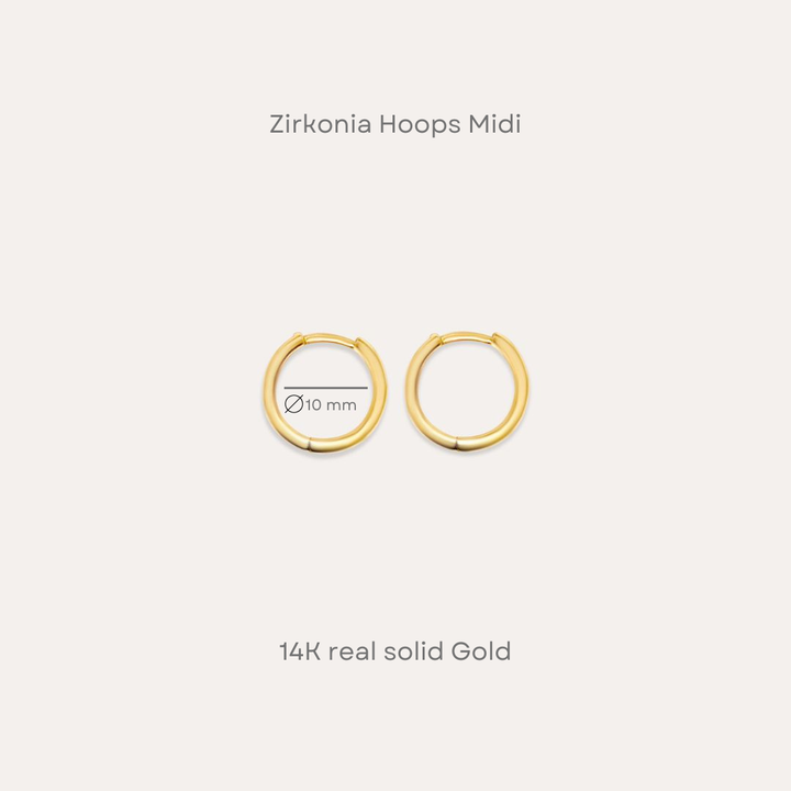 Zirkonia Hoops Midi | 585 Gold Ohrringe