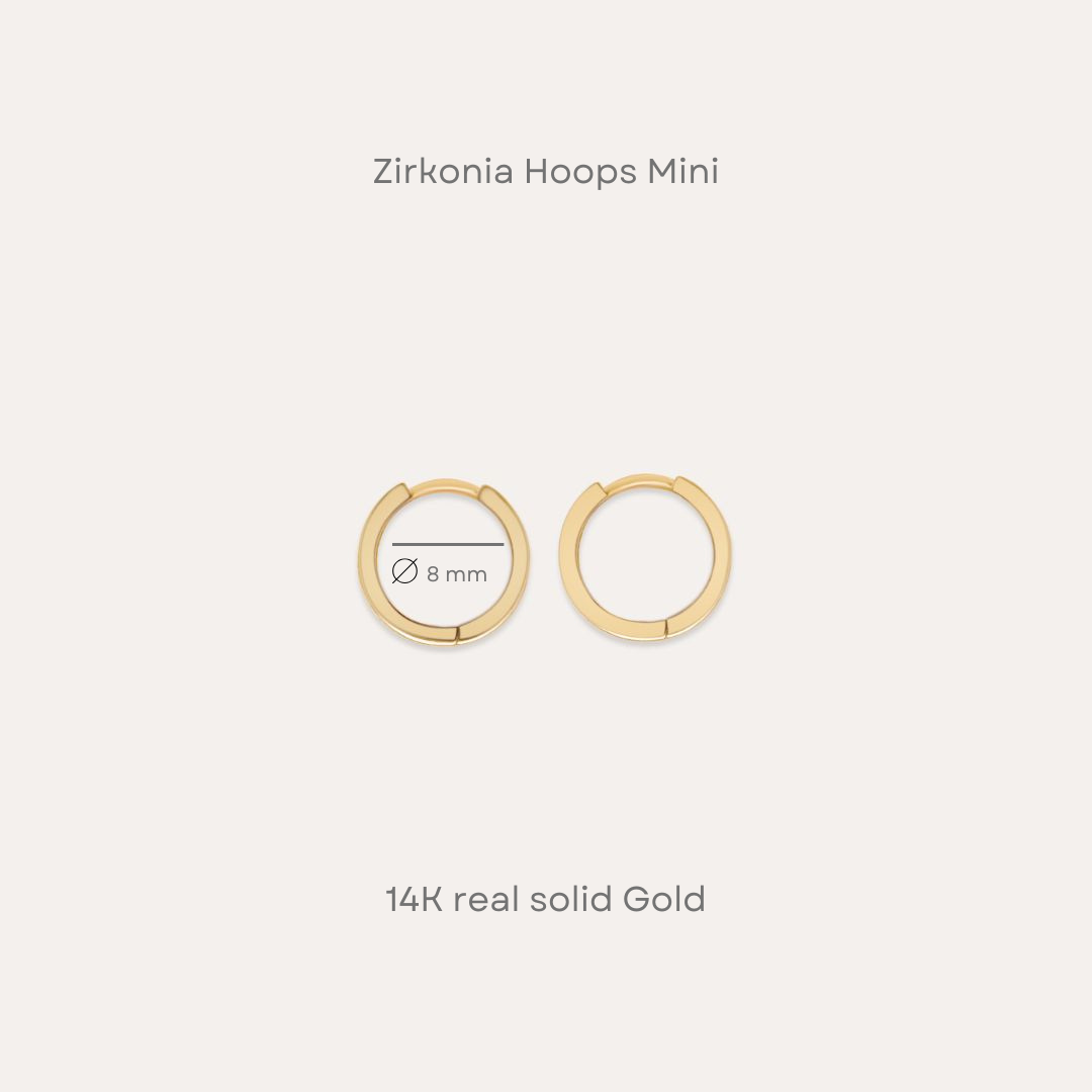Zirkonia Hoops Mini | 585 Gold Ohrringe