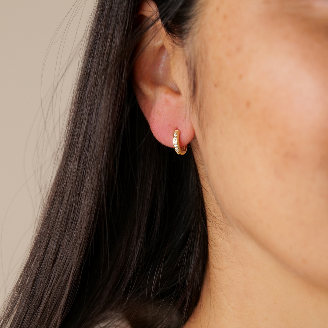 Zirkonia Hoops Mini | 585 Gold Ohrringe