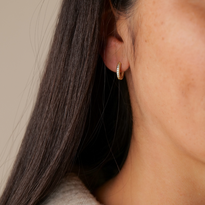 Zirkonia Hoops Midi | 585 Gold Ohrringe