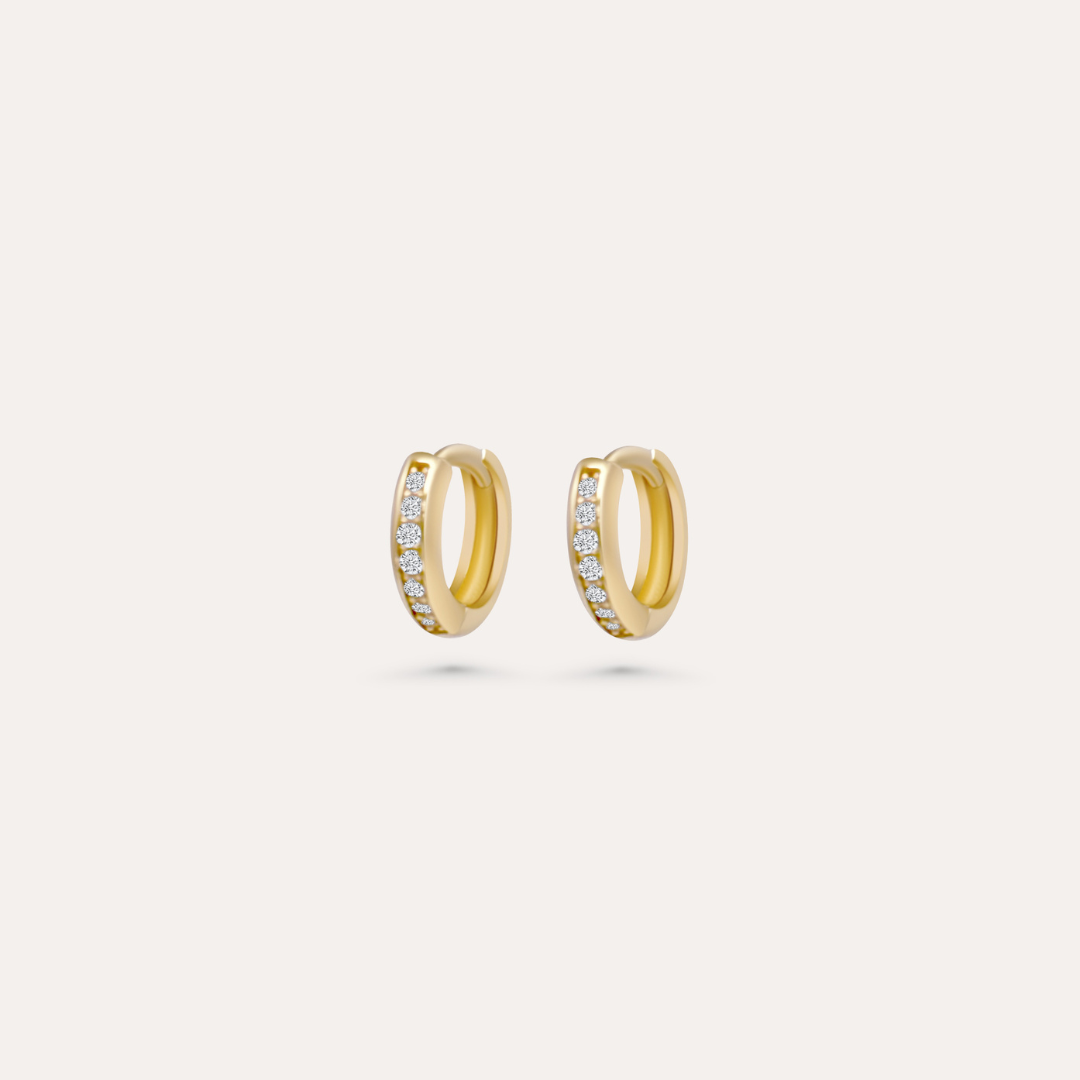 Zirkonia Hoops Mini | 585 Gold Ohrringe